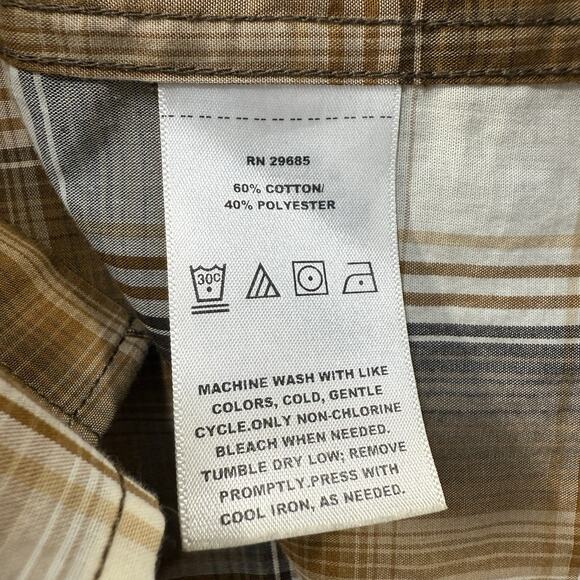 Pendleton Mens XL Frontier Western Snap Button Plaid Shirt Brown Tan Long Sleeve - Picture 7 of 10